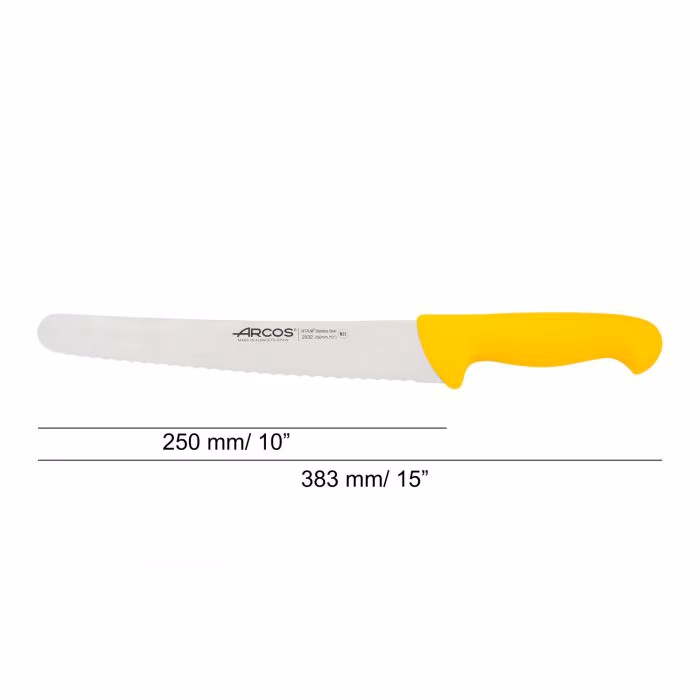 Arcos Cuchillo Pastelero Color Amarillo Serie 2900 250 Mm