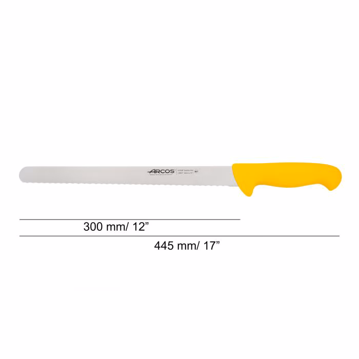 Arcos Cuchillo Pastelero Color Amarillo Serie 2900 300 Mm