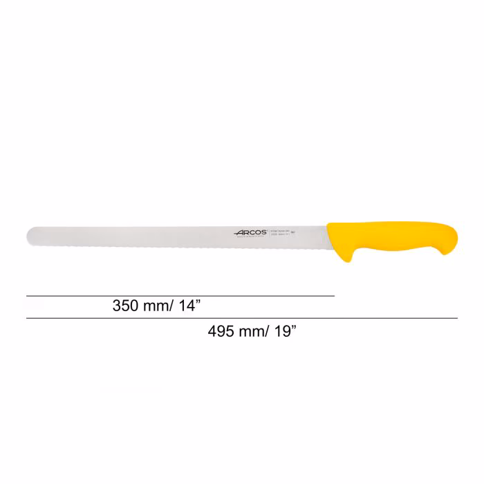 Arcos Cuchillo Pastelero Color Amarillo Serie 2900 350 Mm