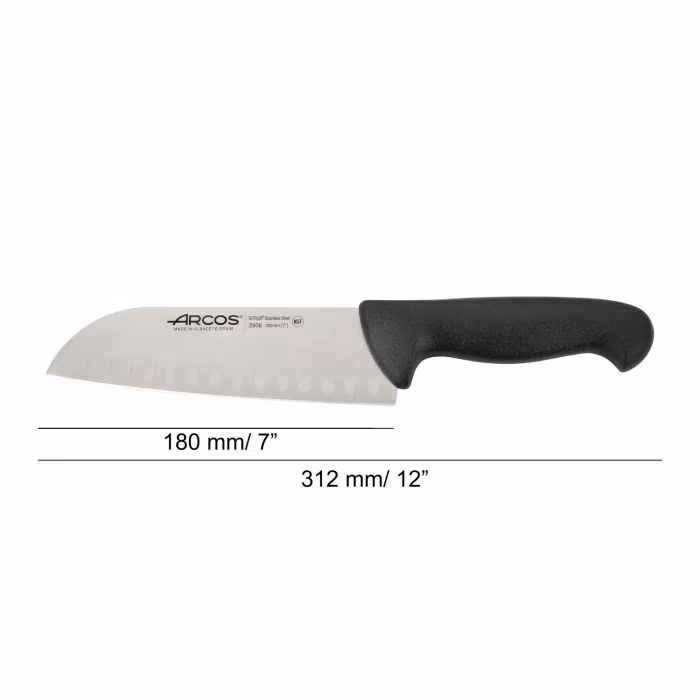 Arcos Cuchillo Santoku Color Negro Serie 2900 180 Mm