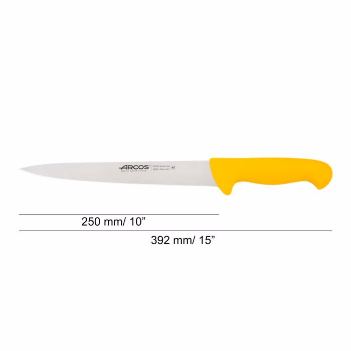 Arcos Cuchillo Trinchante Color Amarillo Serie 2900 250 Mm
