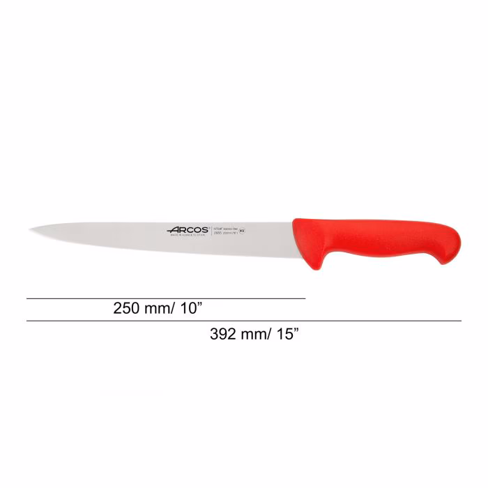 Arcos Cuchillo Trinchante Color Rojo Serie 2900 250 Mm