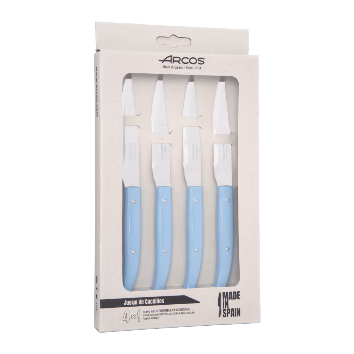 Arcos Juego 4 pzas. Cuchillo chuletero Azul Microserrado
