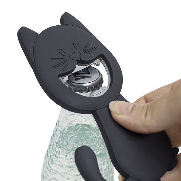 Balvi Balvi abrebotellas Katy Color gris En forma de gato Magnético Plástico PVC/metal