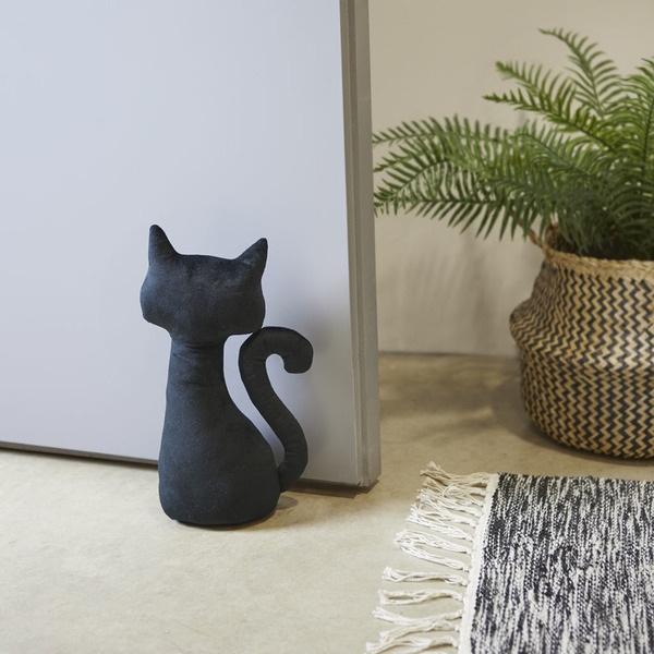 Balvi Balvi Aguantapuertas Meow Color Negro Sujetapuertas Con Forma De Gato Poliéster 28 Cm