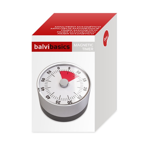 Balvi Balvi - Basics Minutero Mecánico Y Magnético. Cuenta Hasta 60 Minutos. Sonido De Alarma Al Alcanzar E