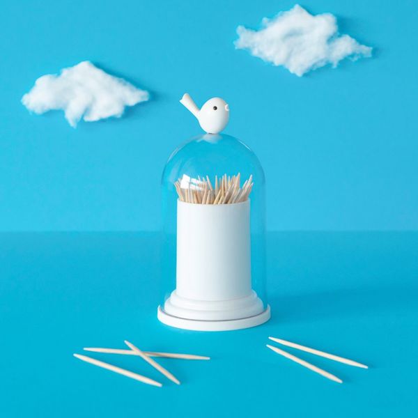 Balvi Balvi - Birdie Palillero Y Dispensador De Bastoncillos De Algodón. Con Tapa Transparente. Diseño Orig