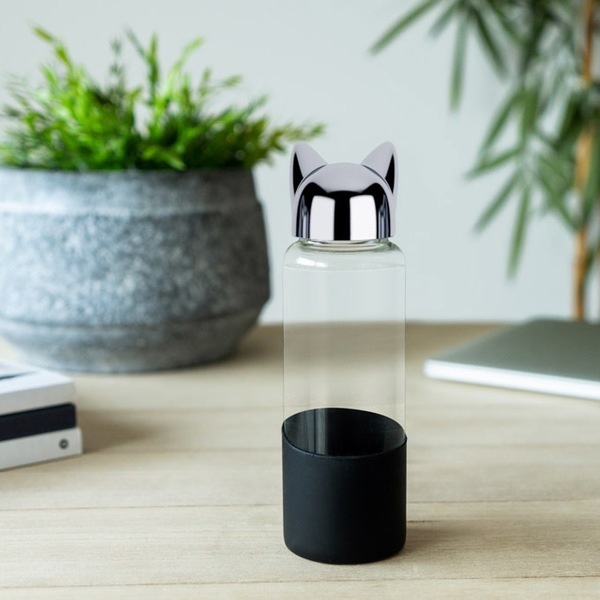 Balvi Balvi Botella Cat Color Negro Botella De Agua De Viaje Para La Mesita De Noche O Escritorio. Con For