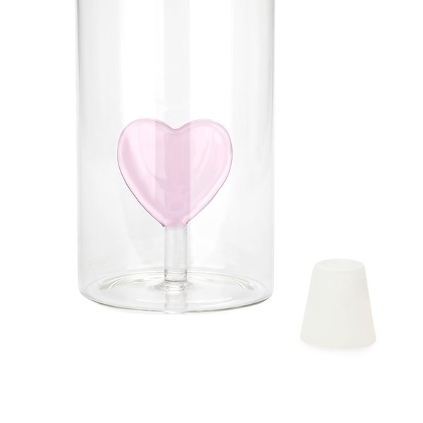 Balvi Balvi Botella Love Botella 1 2L Para Agua Figura Fijada En El Interior Tapón De Silicona Borosilicato