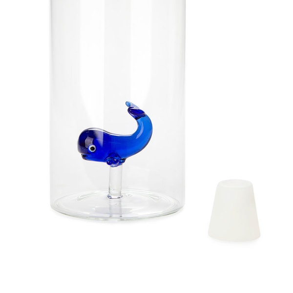 Balvi Balvi Botella Whale Botella Para Agua Figura Fijada En El Interior Tapón De Silicona Borosilicato 30