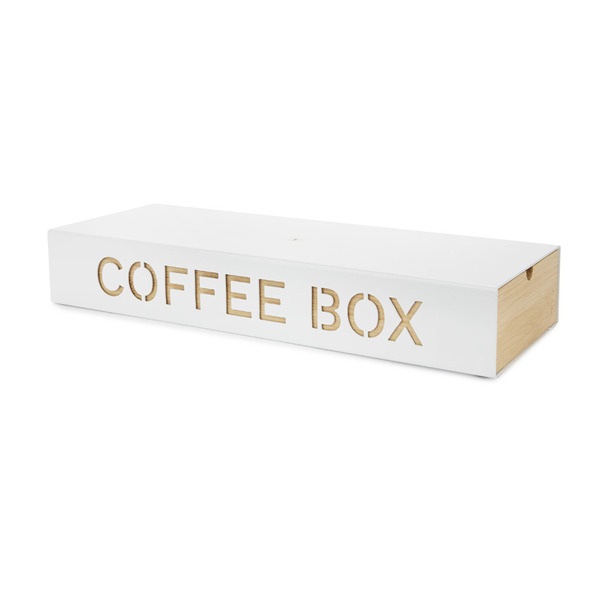 Balvi Coffee Box blanco metal/bambú-27814