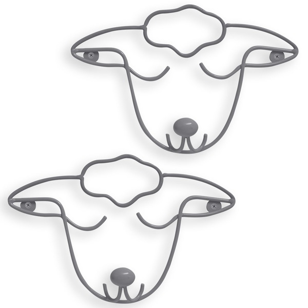 Balvi Balvi Colgador pared The Sheep Color gris Set de 2 colgadores Con forma de cabeza de oveja Hierro