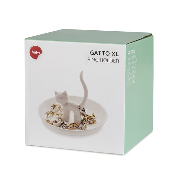Balvi Balvi - Gatto XL Porta Anillos De Cerámica. Bandeja Para Dejar Anillos Y Joyas. Fabricado En Cerámica