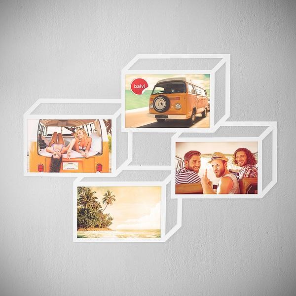 Balvi Balvi Marco Múltiple Tratto Color Blanco Marco Para 4 Fotos De 13x18 Cm Marco De Pared Madera DM