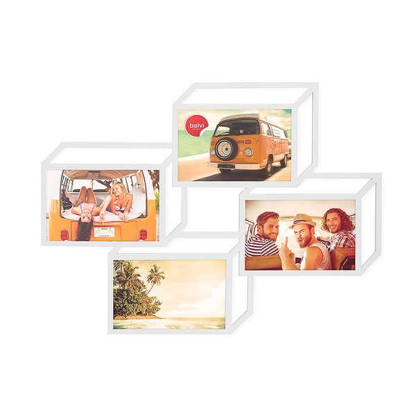 Balvi Balvi marco múltiple Tratto Color blanco Marco para 4 fotos de 13x18 cm Marco de pared Madera DM