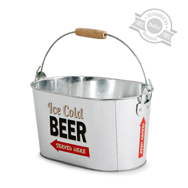 Balvi Balvi - Party Time Enfriador De Bebidas. Cubo De Metal Para Enfriar Bebidas. Incluye Dos Abridores En