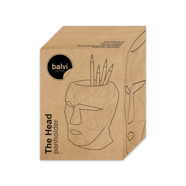 Balvi Balvi Portalápices The Head Color Gris Forma De Cabeza Silueta Geométrica Cemento