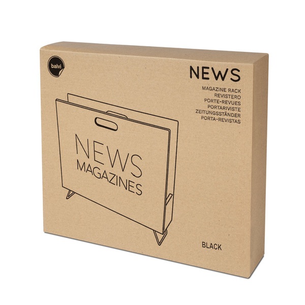 Balvi Balvi Revistero News Color Negro Para Revistas Catálogos Y Diarios Con Asa Madera DM