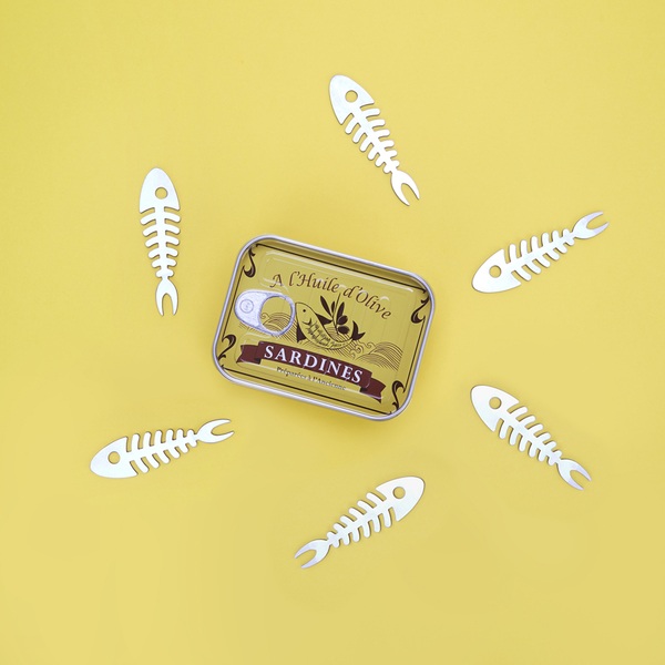 Balvi Balvi - Sardines Set De 6 Tenedores Para Aperitivo En Forma De Raspa De Sardina Y Presentado En Una L