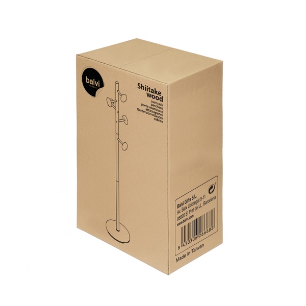 Balvi Balvi - Shiitake Wood Perchero De Pie Con 5 Ganchos. Color: Blanco Y Madera. Altura: 174cm. Para Colg