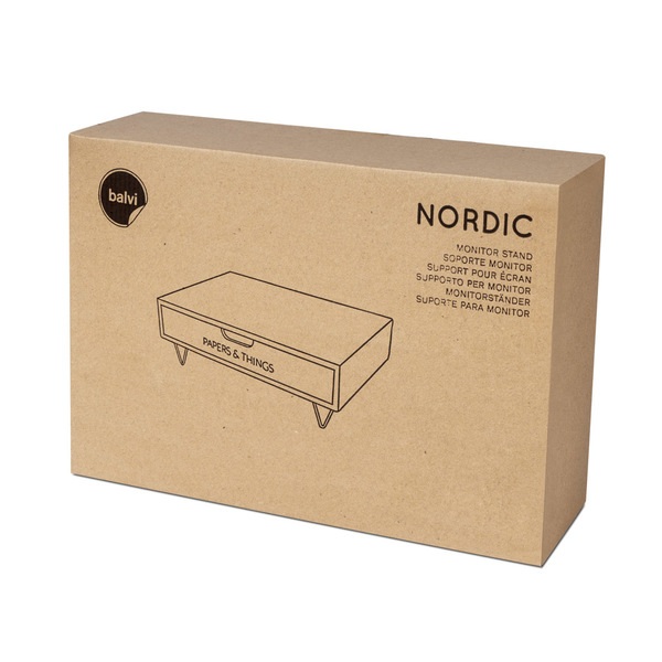 Balvi Balvi Soporte Monitor Nordic Color Blanco Alza Pantallas Con Cajón Madera DM 34 4cm