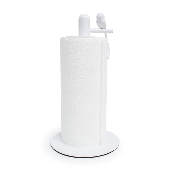 Balvi Balvi Soporte papel cocina Birdie Color blanco portarollos con pajarito decorativo Metal/plástico