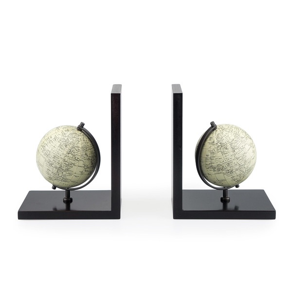 Balvi Balvi Sujeta libros Mappamondo Con globo terráqueo Conjunto de 2 piezas Madera