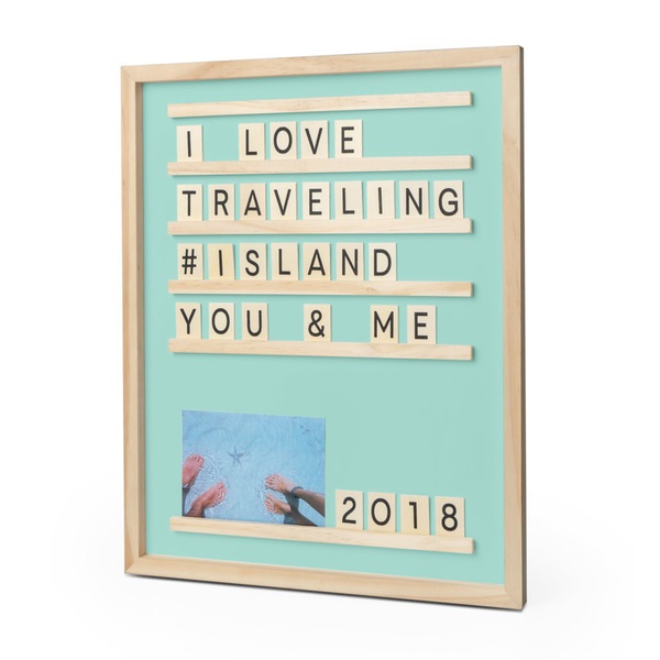 Balvi Balvi Tablero letras y fotos Memories Color verde Con 79 piezas Madera 46x37cm