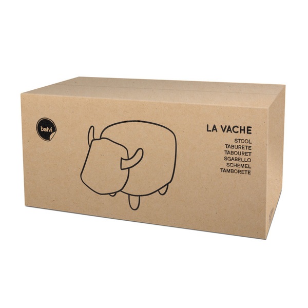Balvi Balvi Taburete La Vache Color Marrón Con Forma De Vaca Patas De Madera Polipiel/madera