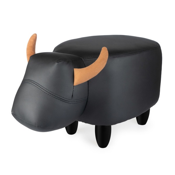 Balvi Balvi Taburete La Vache color negro Con forma de vaca Patas de madera Polipiel/madera
