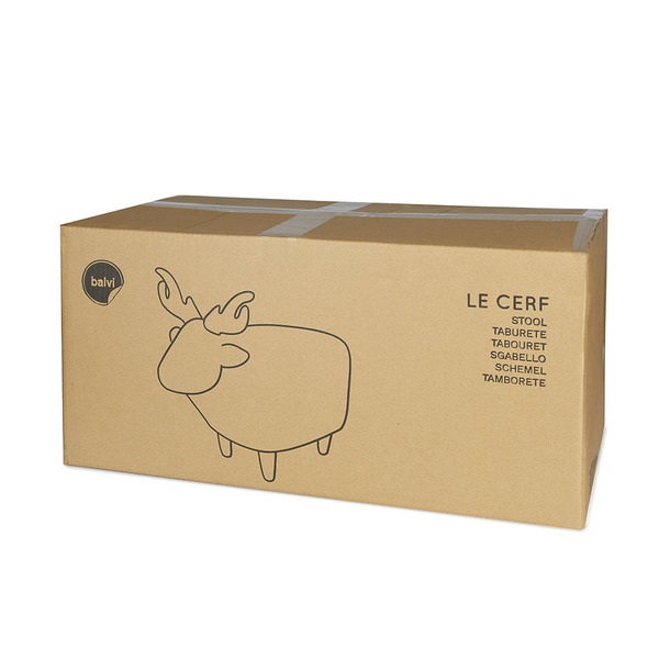 Balvi Balvi Taburete Le Cerf Color Marrón Con Forma De Ciervo Patas De Madear Poliéster/madera