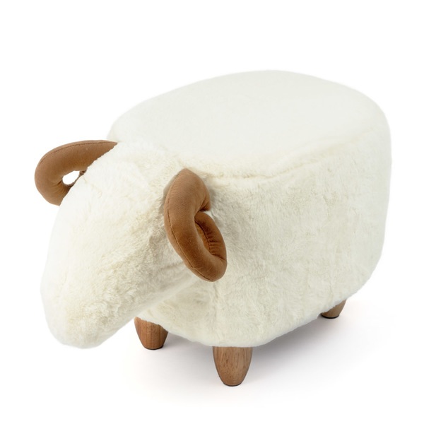 Balvi Balvi Taburete Le Mouton Color blanco Con forma de oveja Patas de madera Poliéster/madera