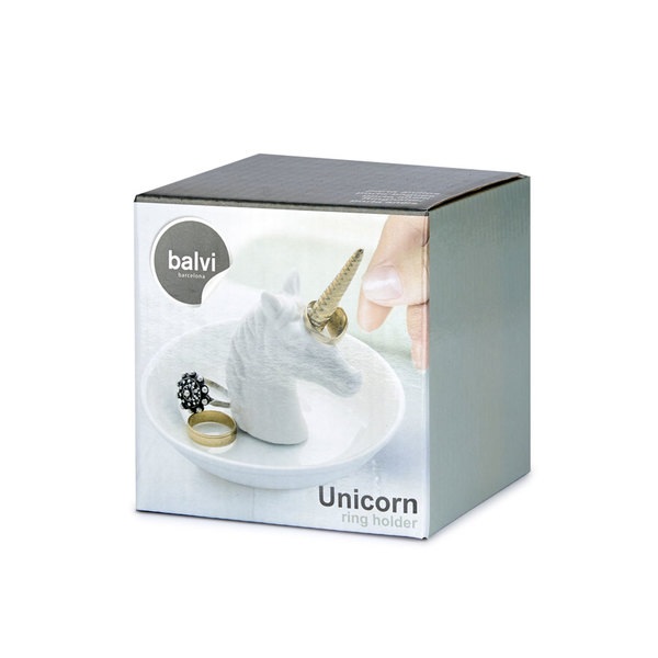 Balvi Balvi - Unicorn Porta Anillos De Cerámica. Bandeja Para Dejar Anillos Y Joyas. Fabricado En Cerámica