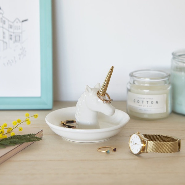 Balvi Balvi - Unicorn Porta Anillos De Cerámica. Bandeja Para Dejar Anillos Y Joyas. Fabricado En Cerámica
