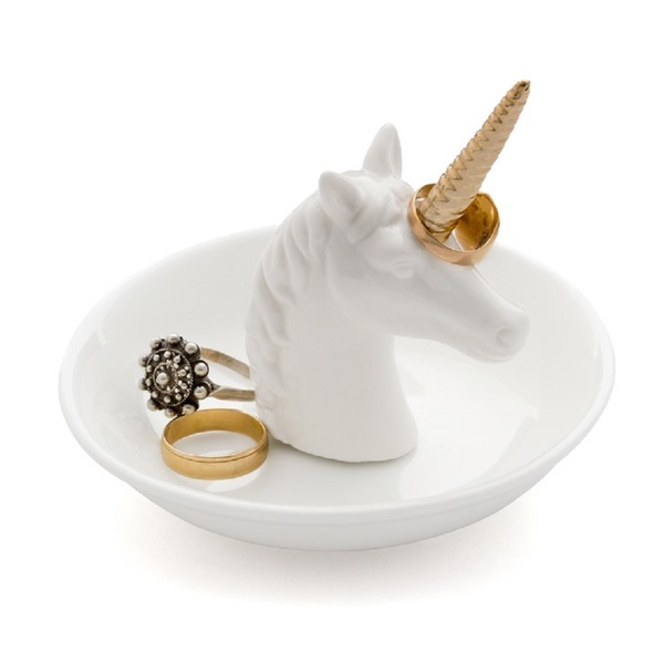 Balvi Balvi - Unicorn porta anillos de cerámica. Bandeja para dejar anillos y joyas. Fabricado en cerámica