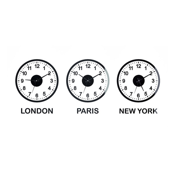 Balvi Balvi - World Clock reloj de pared. Incluye tres relojes y tres vinilos. London-Paris-New York. Funci