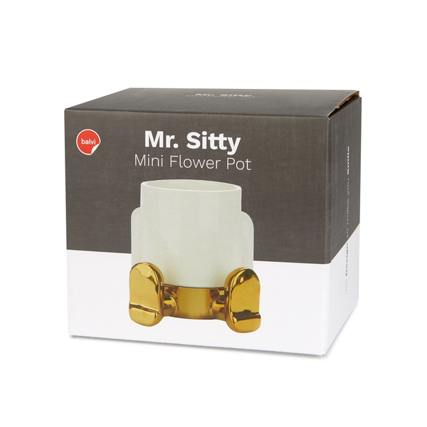 Balvi Mini Maceta Mr.Sitty Gold Edition Cerámica-27937