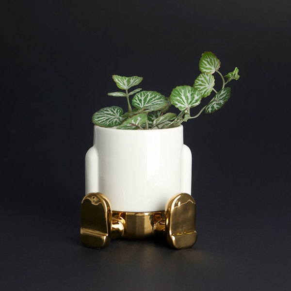 Balvi Mini Maceta Mr.Sitty Gold Edition Cerámica-27937