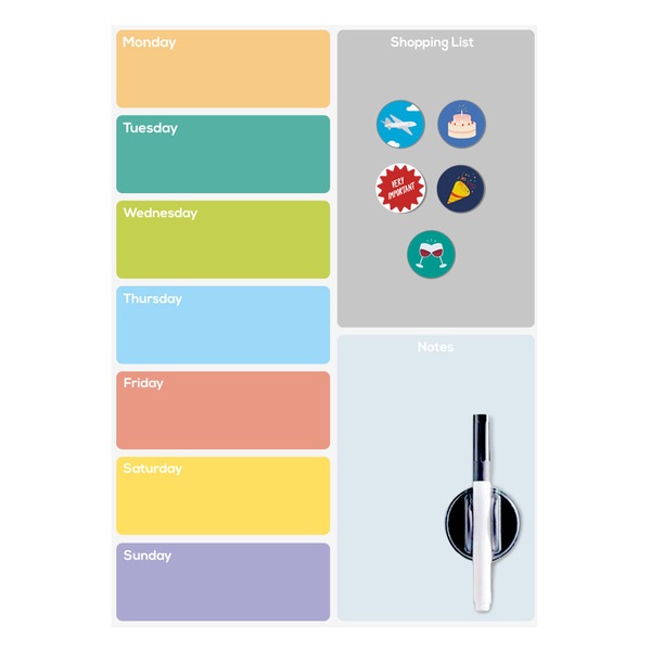Balvi Pizarra nevera magnética Week Planner c/rotulador-27143