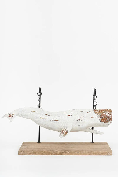 Batela Ballena grande decorativa con base de madera