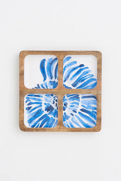 Batela Bandeja Cuadrada de Madera Esmaltada con Concha Impresa