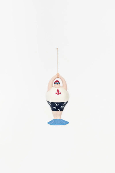 Batela Bañista pequeño en papel maché para colgar. Decoración náutica