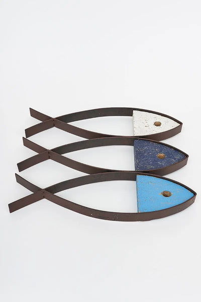 Batela 3 Peces de madera y metal pared