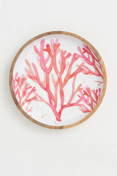 Batela Bol de Madera Esmaltada Coral Rojo Grande