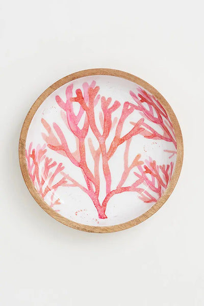 Batela Bol de Madera Esmaltada Coral Rojo Mediano