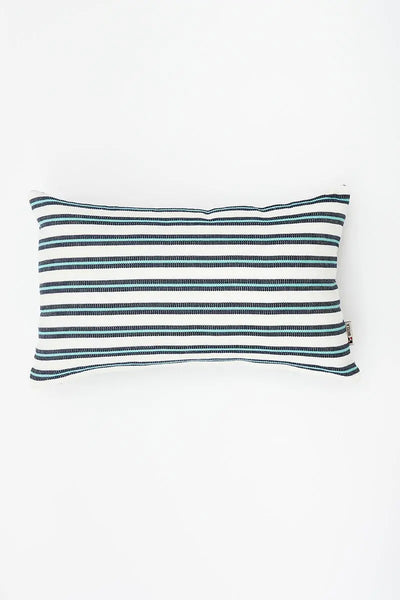 Batela Cojín de algodón a rayas azules y turquesa