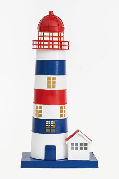 Batela Faro de Metal Grande con LED y Casa Adjunta