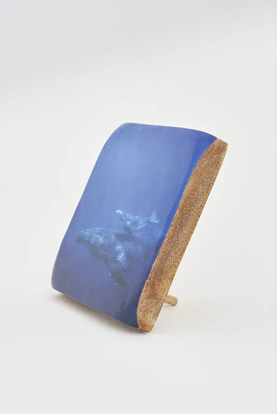 Batela Foto de Ballenas Impresa en Taco de Madera