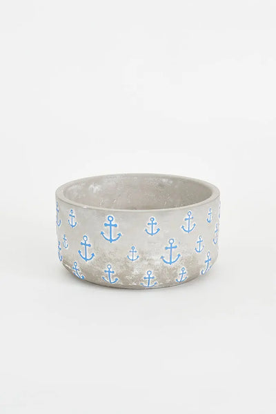Batela Frutero de Cemento Gris con Anclas Azules