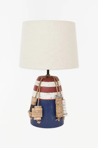 Batela Lámpara de madera boya rayas y azul- Batela